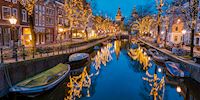 Canals of Amsterdam decorated for Christmas