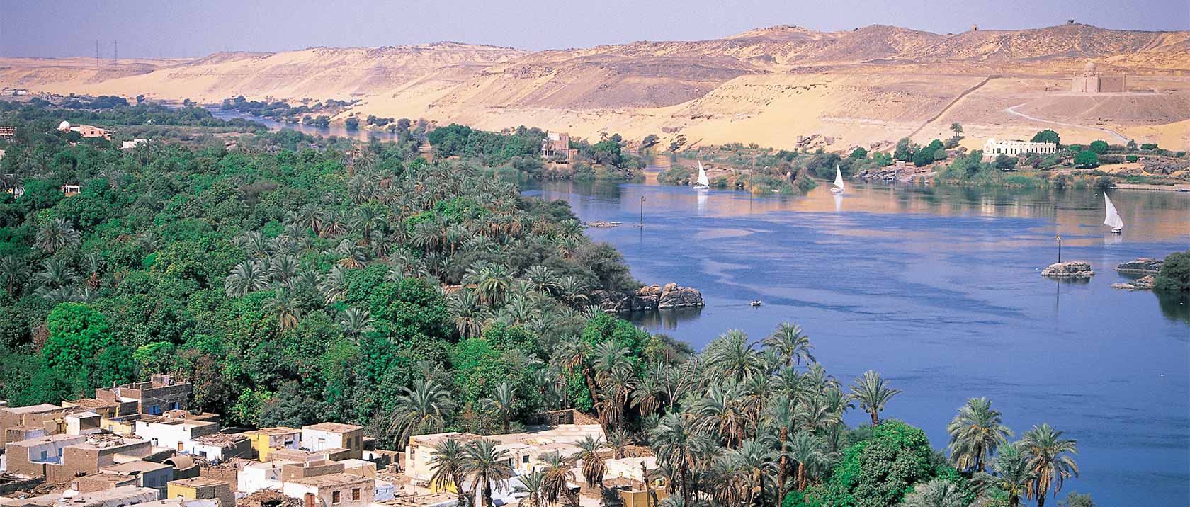 Panorama of the Nile river near Aswan