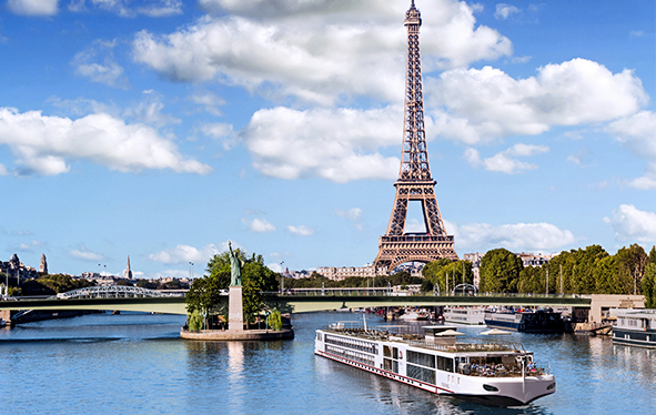 A Viking longship sailing through Paris
