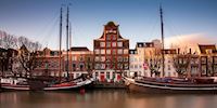 Dordrecht Harbor boats and homes