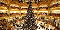 A Galeries Lafayette shopping center decorated for Christmas
