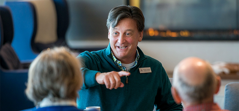 Resident Historian leading discussion